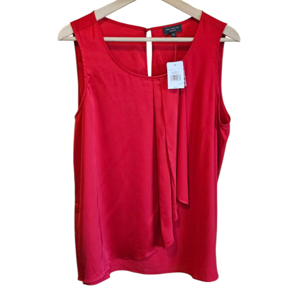 NEW!* The Limited Collection Large Goji Berry Red Draped Front Sleeveless Blouse